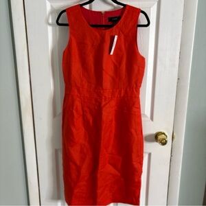 NWT J Crew Orange Round Neckline Sleeveless Linen Woven Cocktail Dress Sz 8